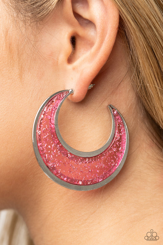 Charismatically Curvy - Pink Earrings - Paparazzi Accessories 