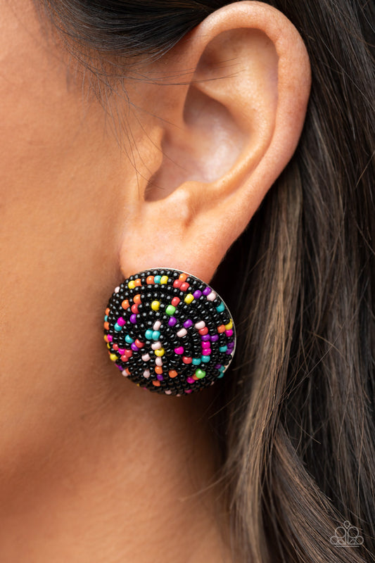 Kaleidoscope Sky - Black Earrings - Paparazzi Accessories 