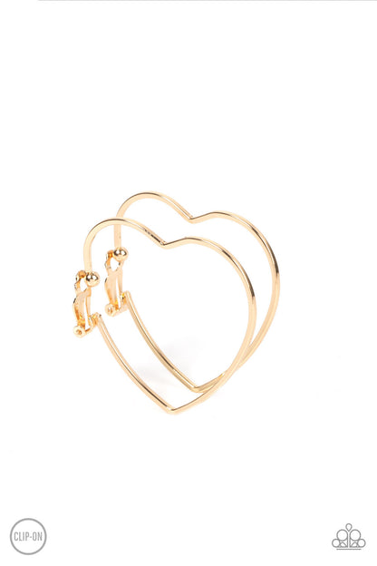 Harmonious Hearts - Gold CLIP-ON Earrings  - Paparazzi Accessories - Paparazzi Accessories 