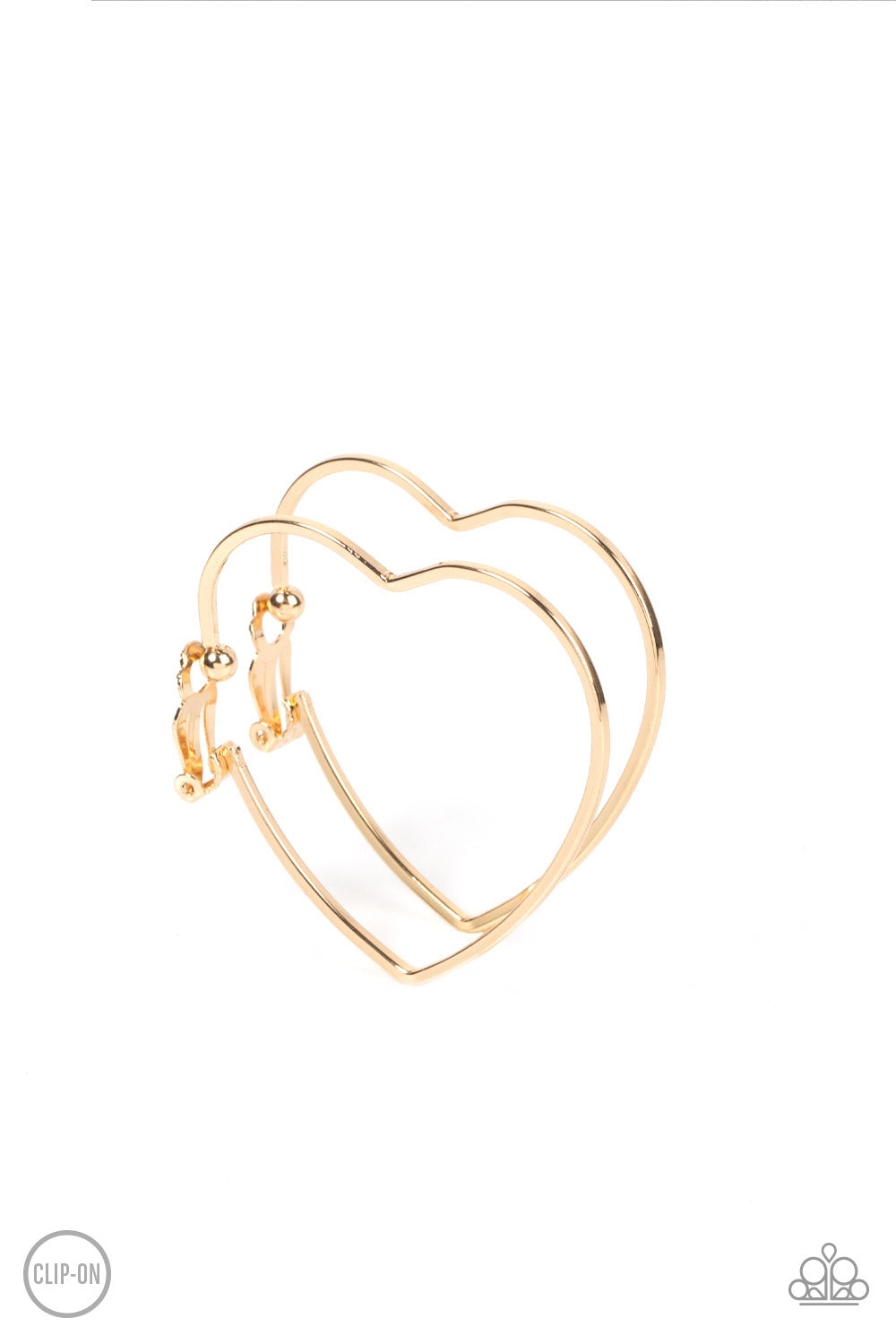Harmonious Hearts - Gold CLIP-ON Earrings  - Paparazzi Accessories - Paparazzi Accessories 