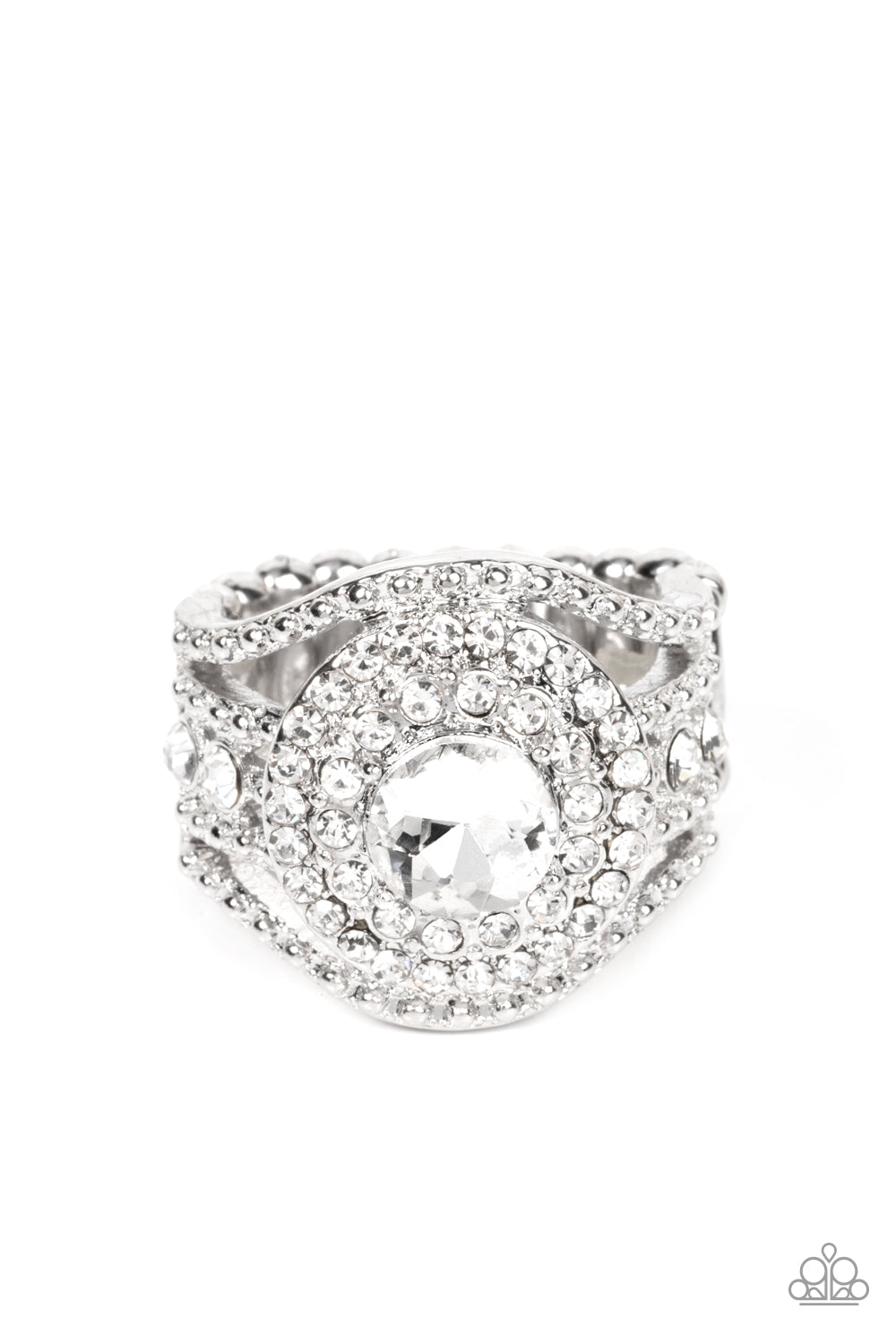 Understated Drama - White Ring - Paparazzi Accessories 