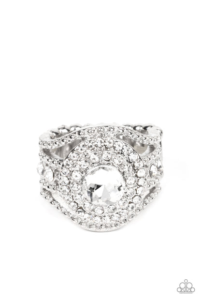 Understated Drama - White Ring - Paparazzi Accessories 