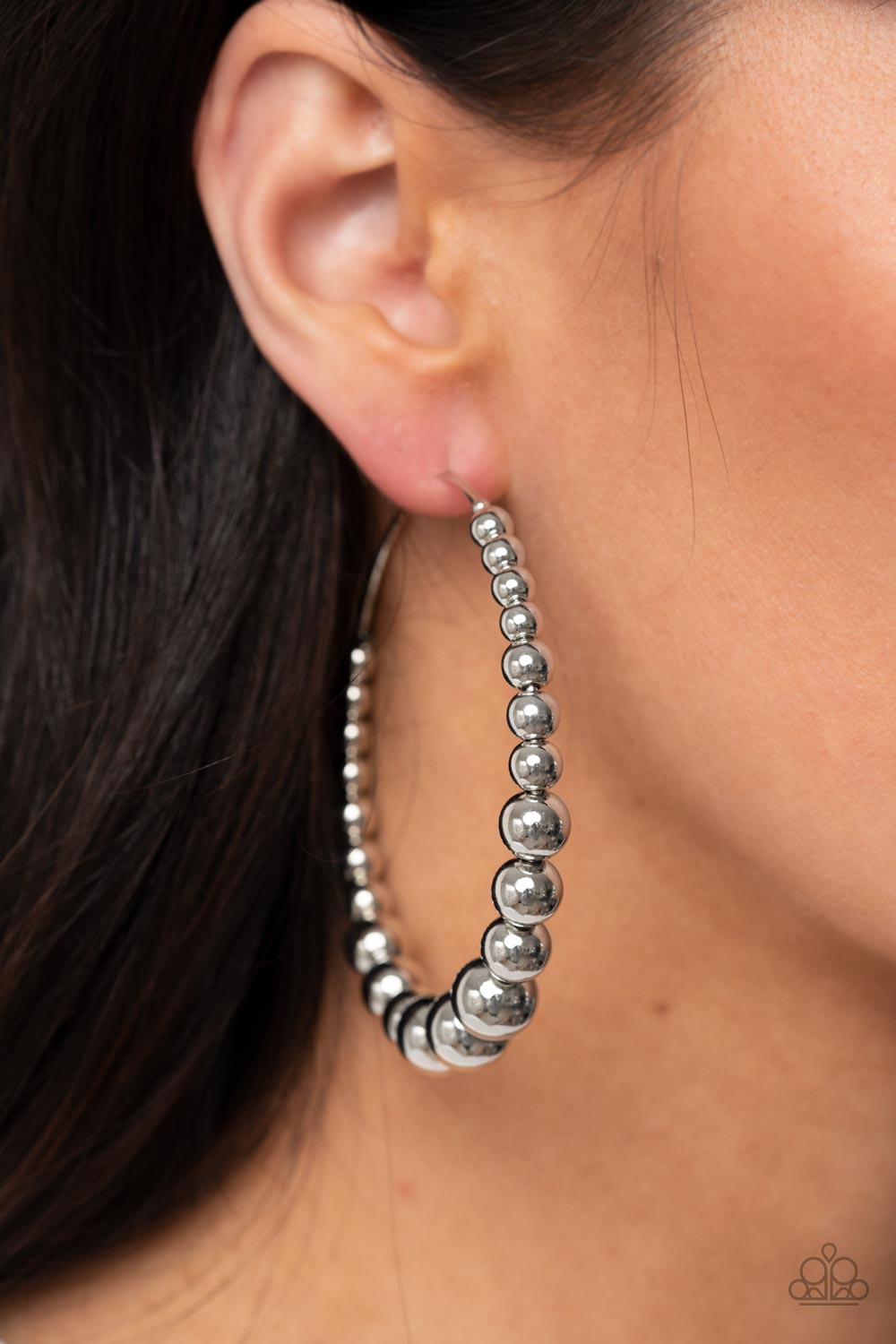 Show Off Your Curves - Silver Hoops - Paparazzi Accessories 