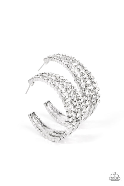 Cosmopolitan Cool - White Rhinestone Hoops - Paparazzi Accessories - Paparazzi Accessories 