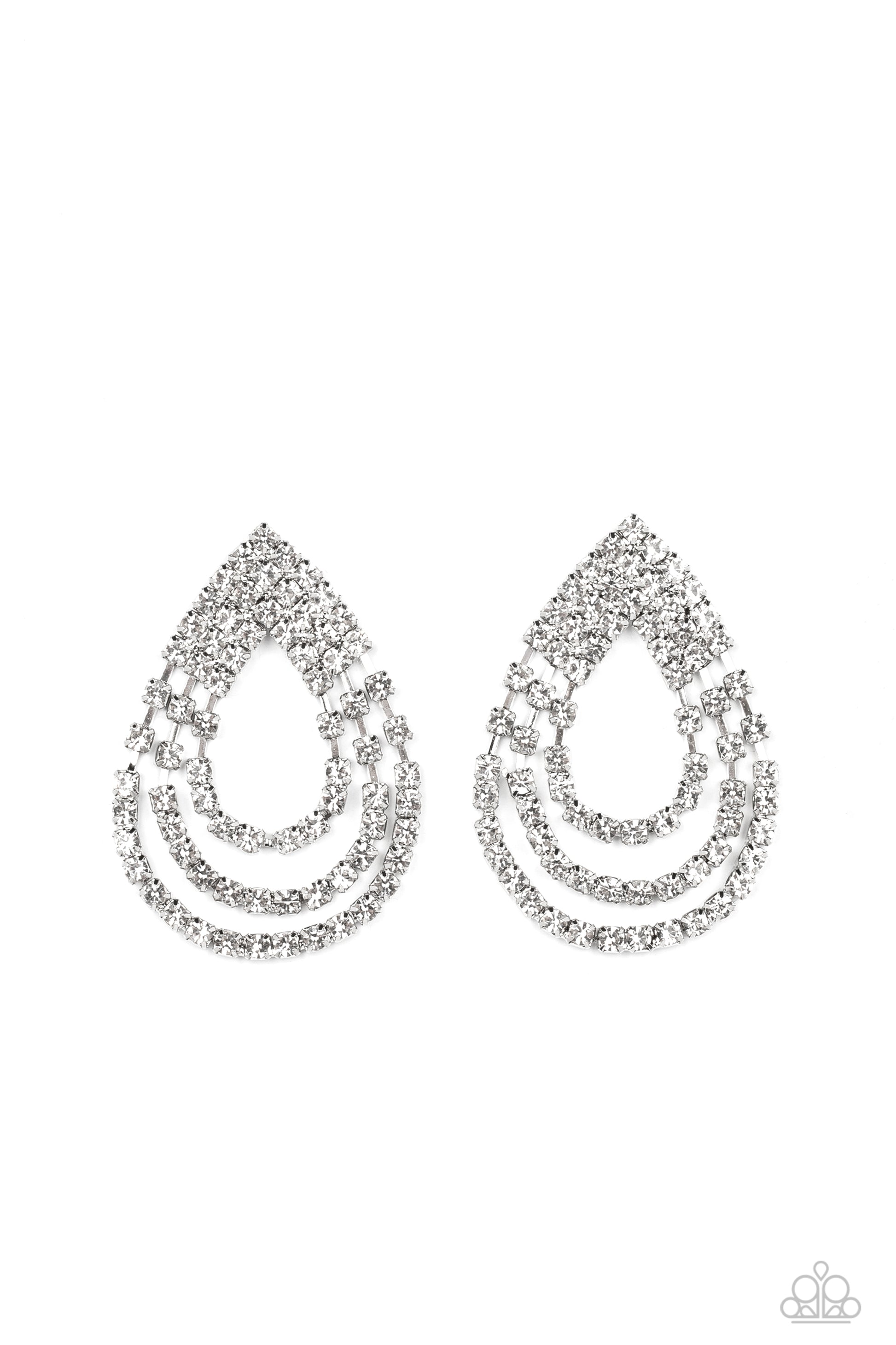 Take a POWER Stance - White Earrings - Paparazzi Accessories 