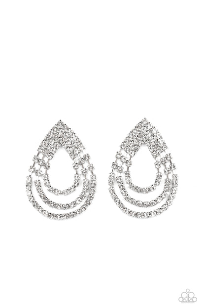 Take a POWER Stance - White Earrings - Paparazzi Accessories 