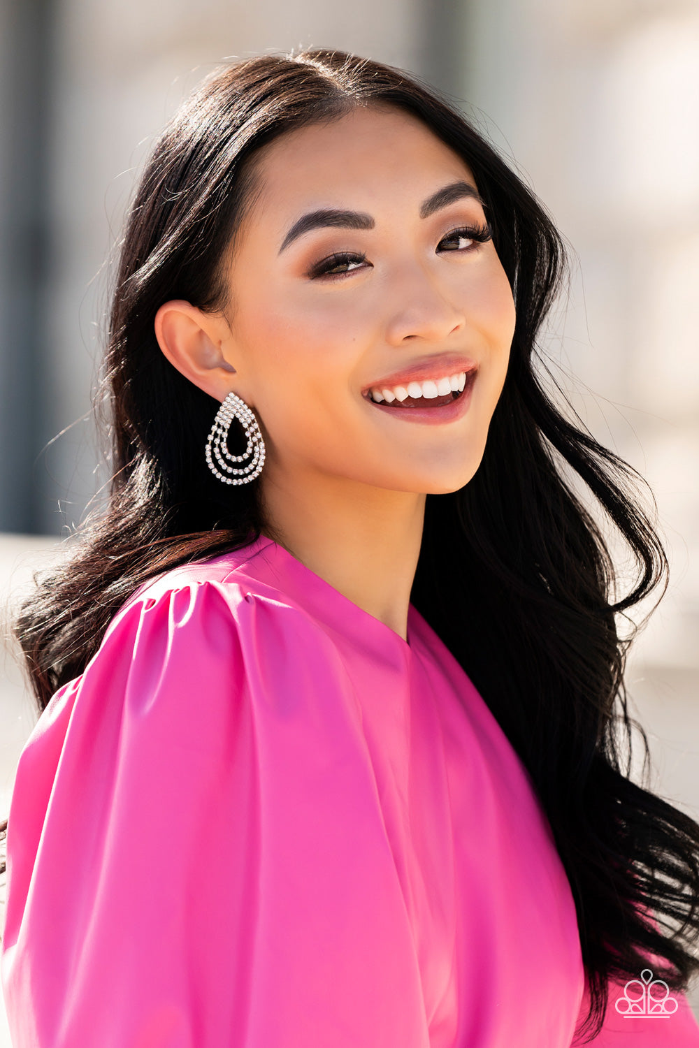 Take a POWER Stance - White Earrings - Paparazzi Accessories 
