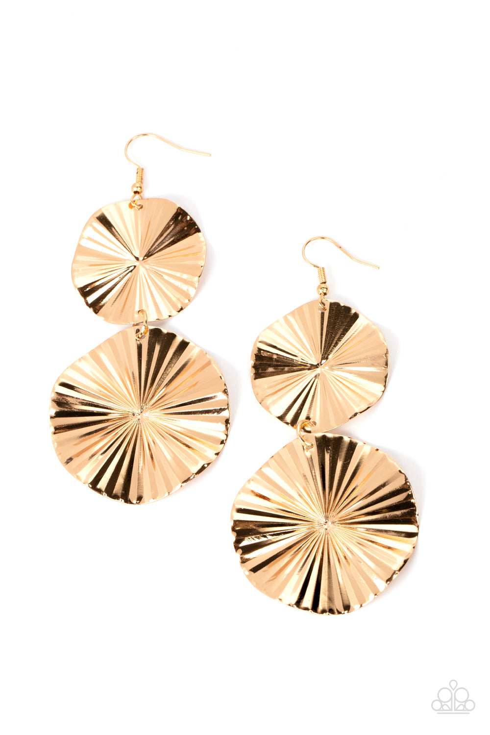 In Your Wildest FAN-tasy - Gold Earrings - Paparazzi Accessories 