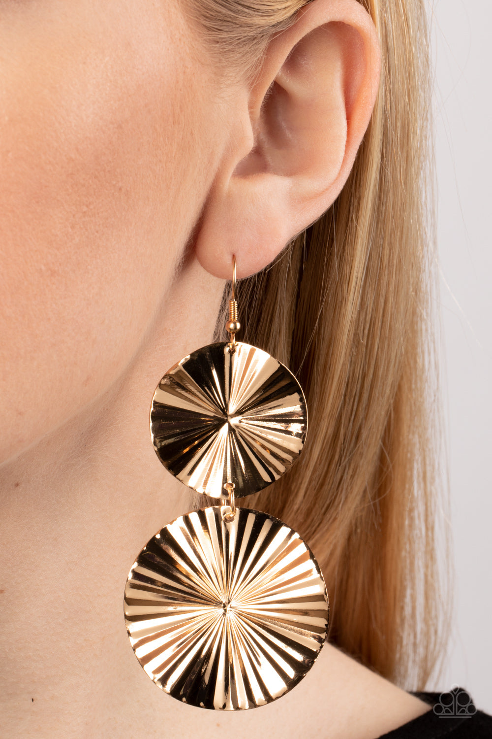 In Your Wildest FAN-tasy - Gold Earrings - Paparazzi Accessories 