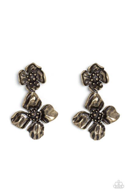 Gilded Grace - Brass Earrings  - Paparazzi Accessories