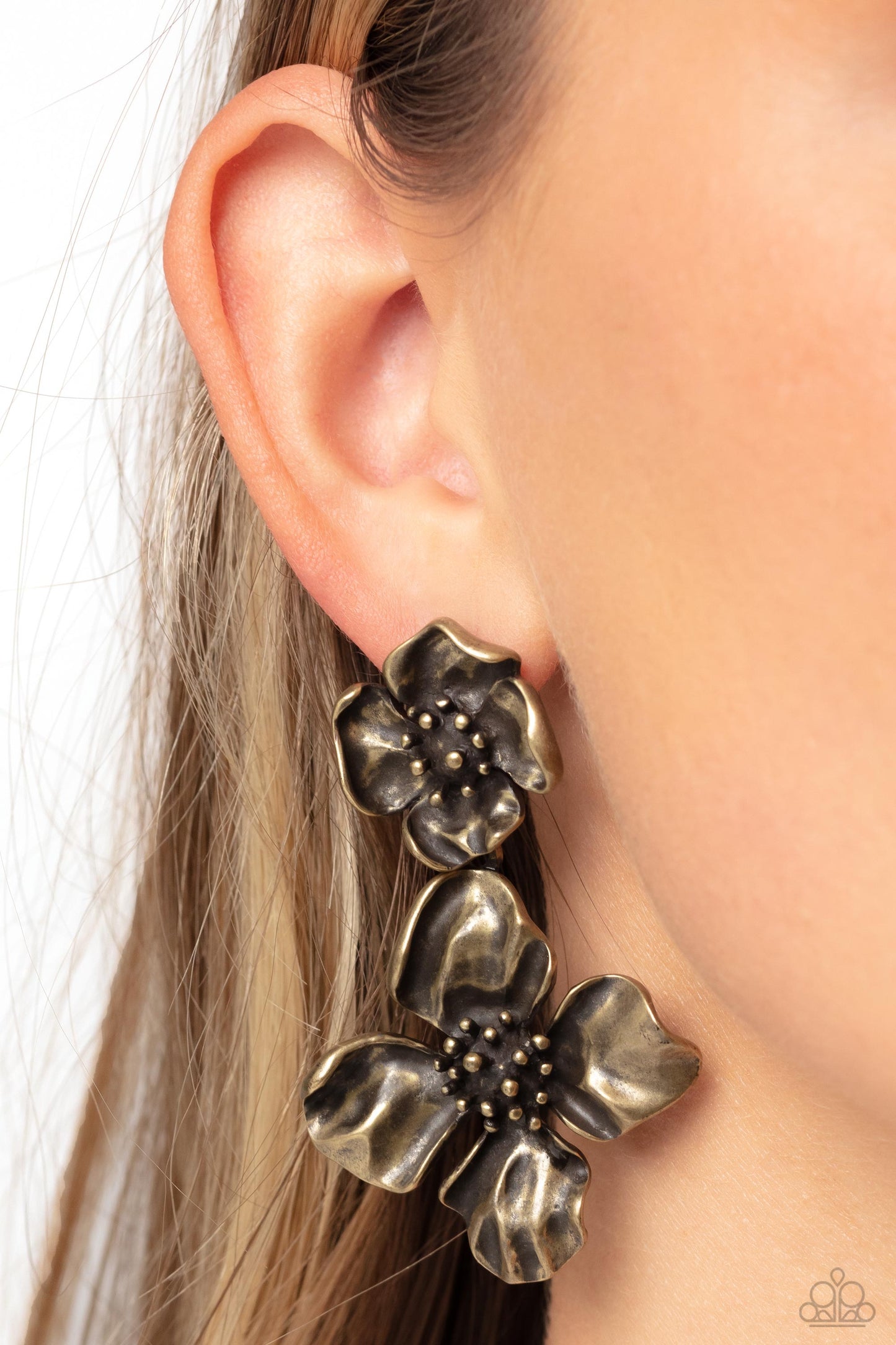 Gilded Grace - Brass Earrings  - Paparazzi Accessories