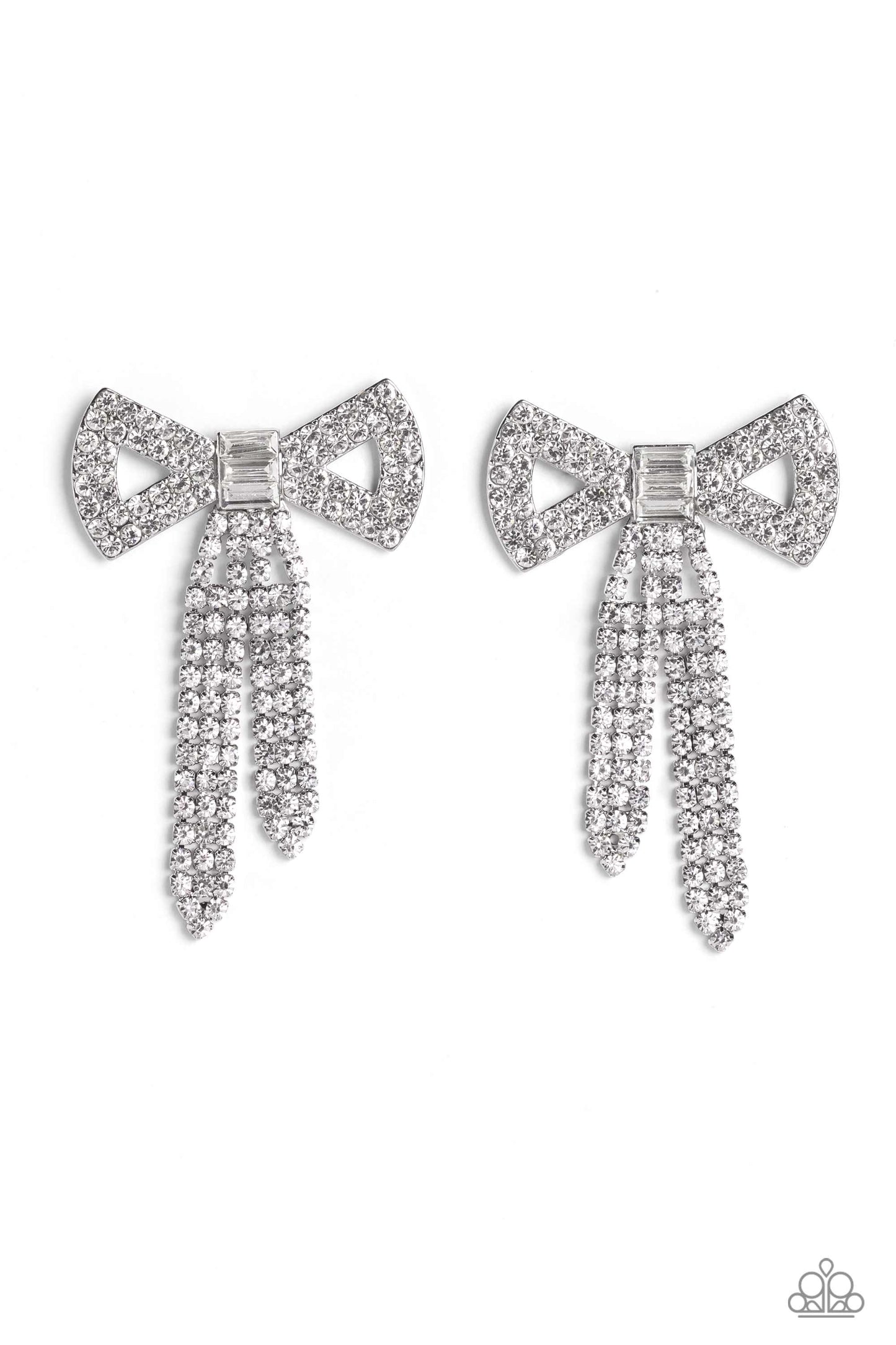 Just BOW With It - White Earrings - Paparazzi Accessories