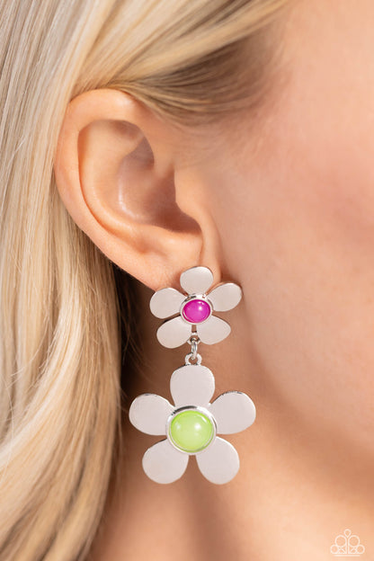 Fashionable Florals - Green Earrings -  Paparazzi Accessories