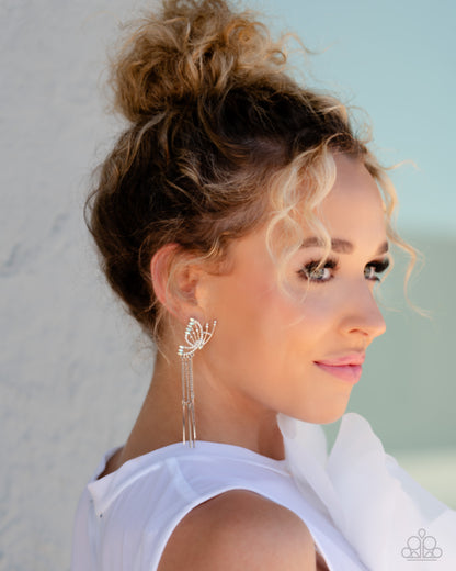 A Few Of My Favorite WINGS - White Earrings  - Paparazzi Accessories