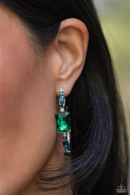 Elite Ensemble - Green Earrings  - Paparazzi Accessories