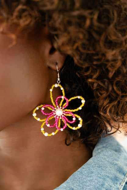 PEARL Crush - Yellow Earrings  - Paparazzi Accessories