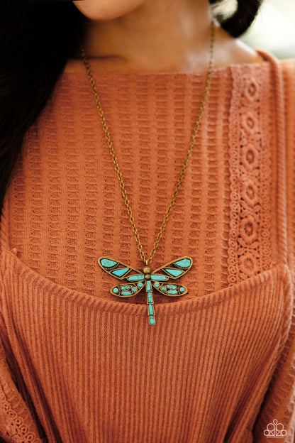 FLYING Low - Brass Necklace  - Paparazzi Accessories