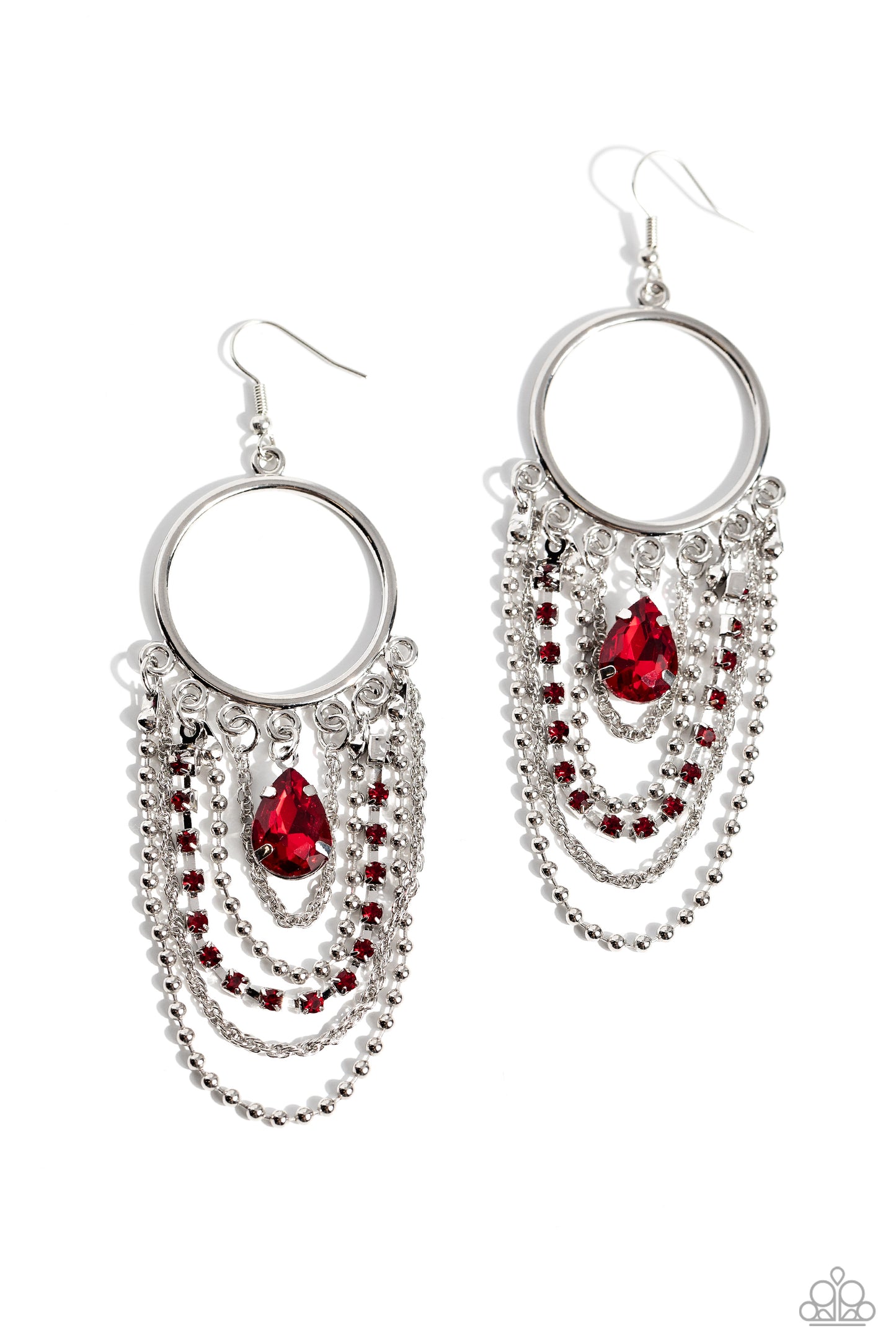 Cascading Clash - Red Earrings