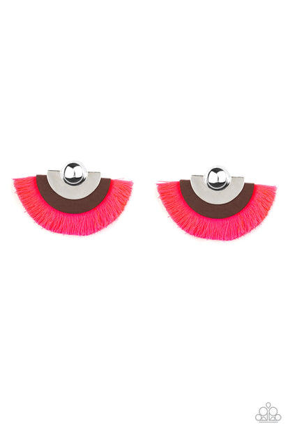Fan The FLAMBOYANCE - Pink Earrings - Paparazzi Accessories - Paparazzi Accessories 