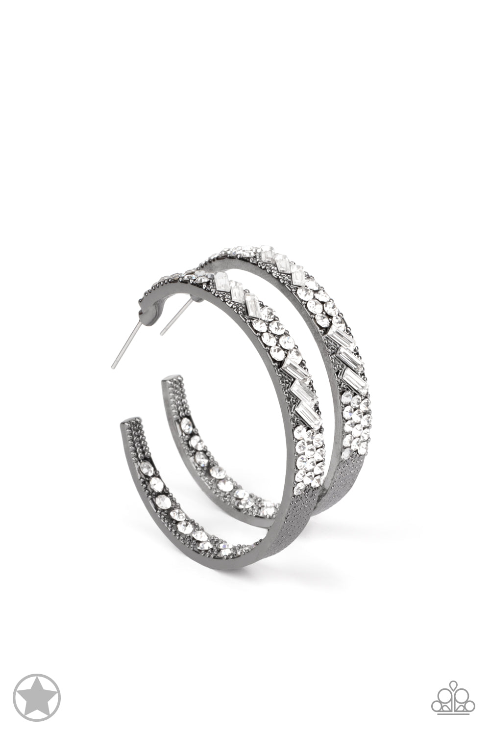 GLITZY By Association - Black/White Earrings - Paparazzi Accessories 