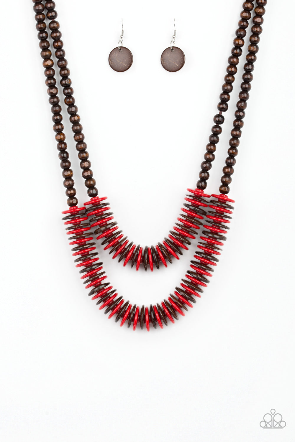 Dominican Disco- Red Necklace - Paparazzi Accessories - Paparazzi Accessories 