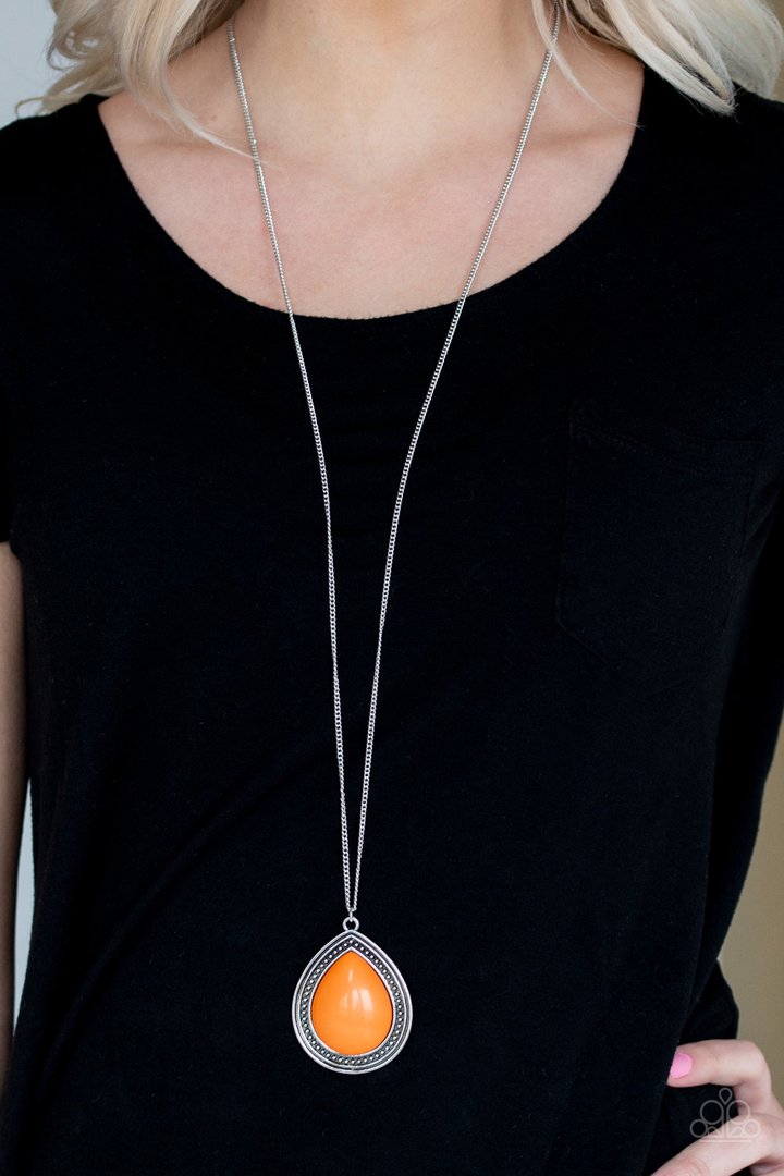 Chroma Courageous-  Orange Necklace - Paparazzi Accessories - Paparazzi Accessories 