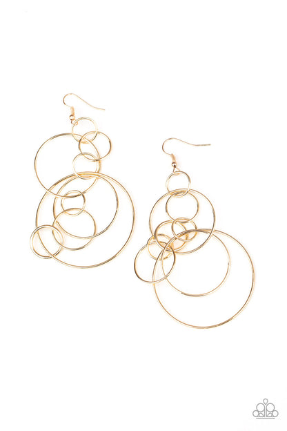 Running Circles Around You - Gold Earrings - Paparazzi Accessories - Paparazzi Accessories 