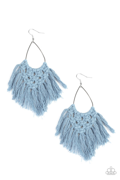 Oh MACRAME, Oh My - Blue Earring - Paparazzi - Paparazzi Accessories 