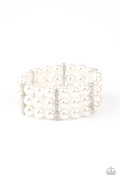 Modern Day Majesty - White Bracelet - Paparazzi Accessories - Paparazzi Accessories 