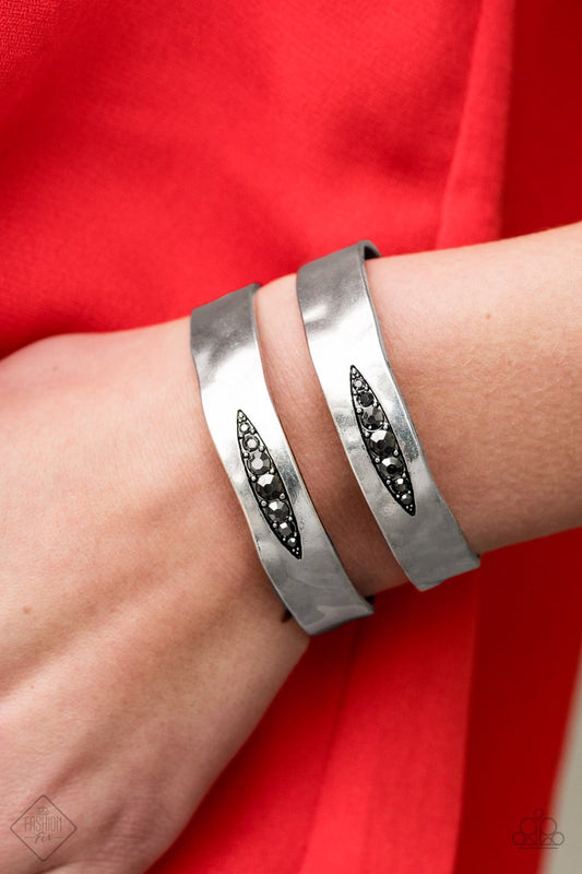 In HAUTE Pursuit Silver Cuff - Paparazzi Accessories 