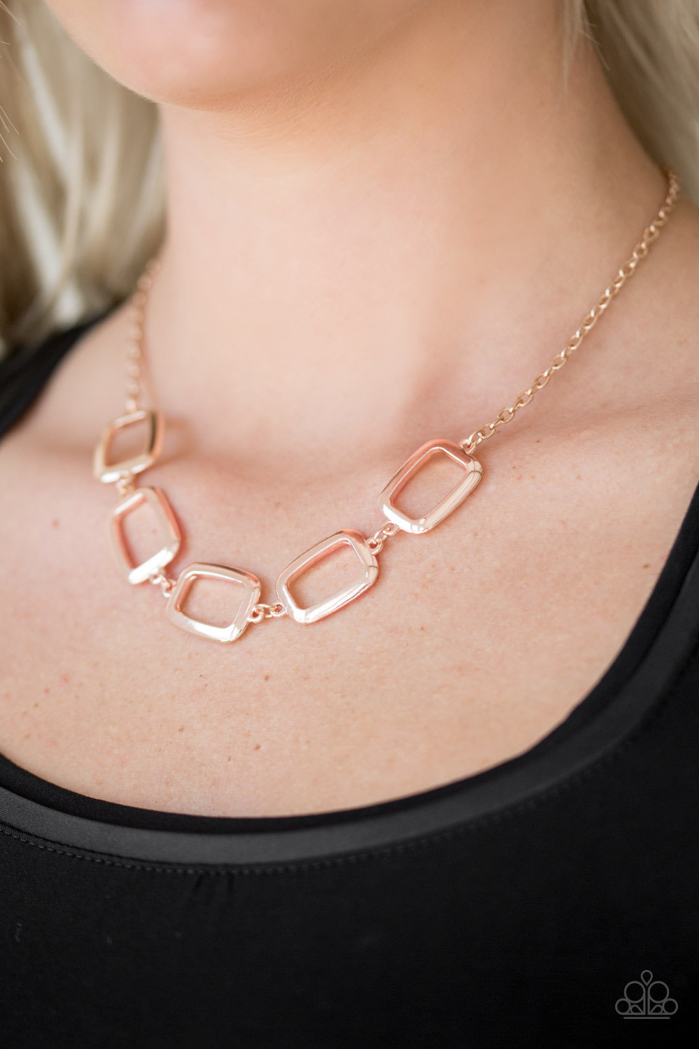 Gorgeously Geometric Rose Gold Necklace - Paparazzi Accessories 