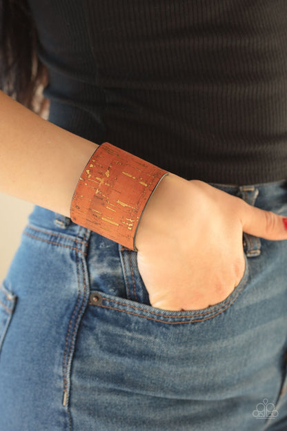 Up To Scratch - Orange Cork Bracelet - Paparazzi Accessories - Paparazzi Accessories 