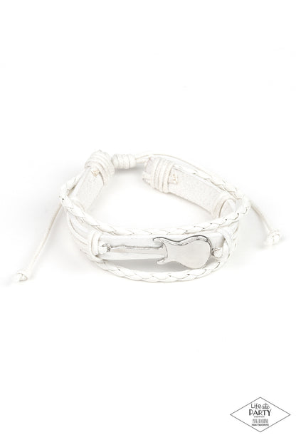 Lead Guitar - White Urban Bracelet - Paparazzi - Paparazzi Accessories 