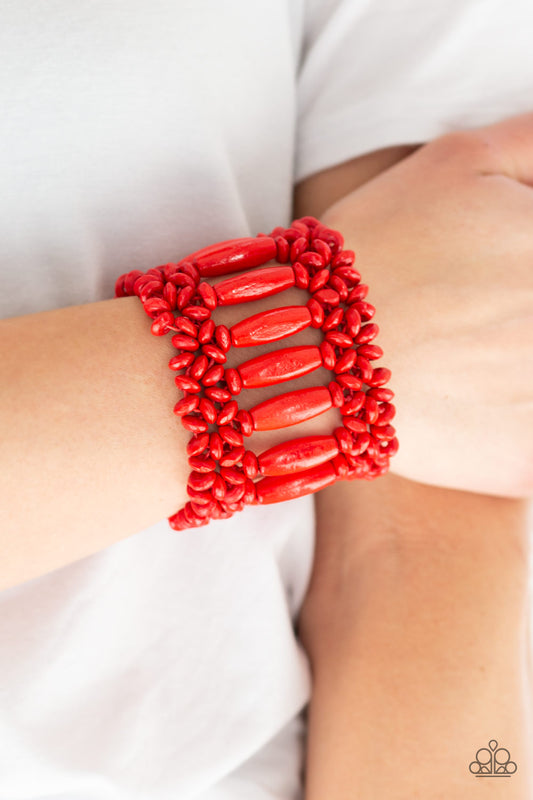 Barbados Beach Club Red Bracelet - Paparazzi Accessories 