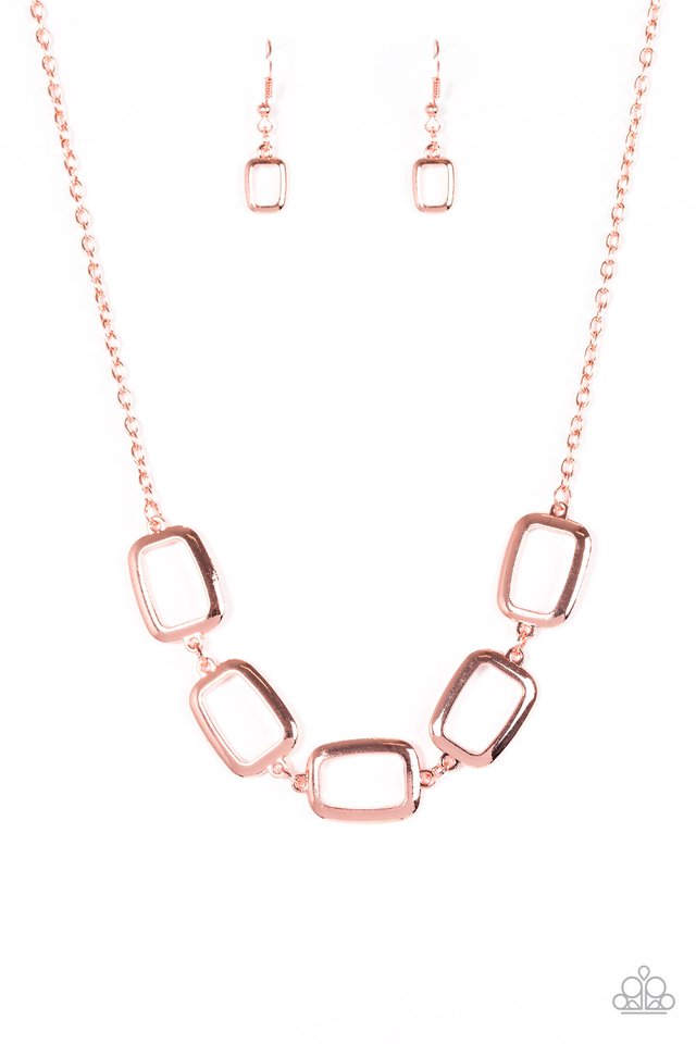 Gorgeously Geometric - Copper Necklace - Paparazzi Accessories 