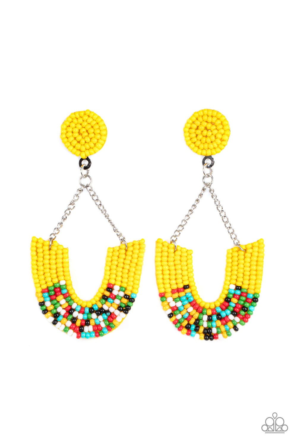 Make it RAINBOW - Yellow Earrings - Paparazzi Accessories - Paparazzi Accessories 