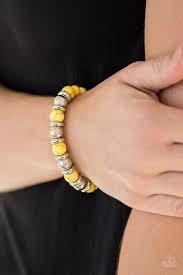 Across The Mesa - Yellow Bracelet - Paparazzi Accessories - Paparazzi Accessories 