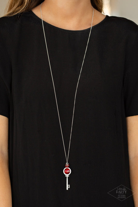 Unlock Every Door - Red Necklace - Paparazzi Accessories - Paparazzi Accessories 