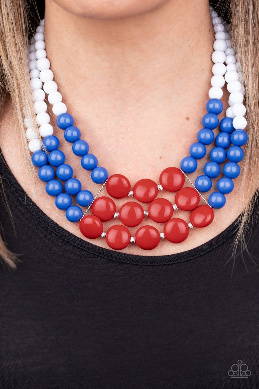 Beach Bauble - Red, White, & Blue - Paparazzi Accessories - Paparazzi Accessories 